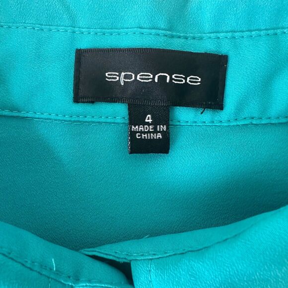Spense Button Down Dress Women’s Size 4 Turquoise Tie Waist Lightweight - Picture 4 of 9